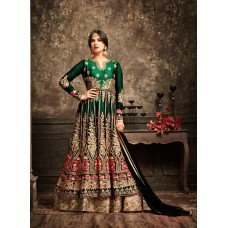 Green and Gold Indian Wedding Wear Anarkali Gown